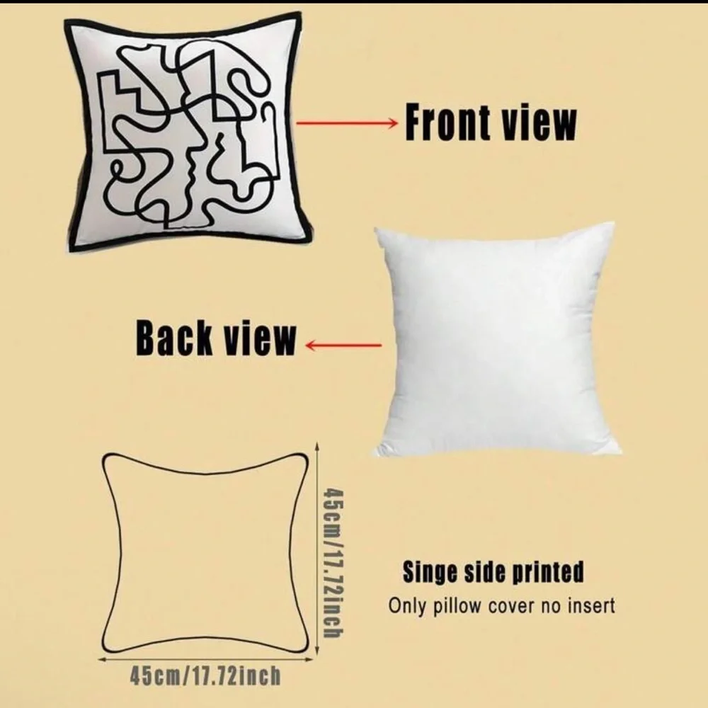 Modern Black and White Throw Pillow Cover, 18”x18”
